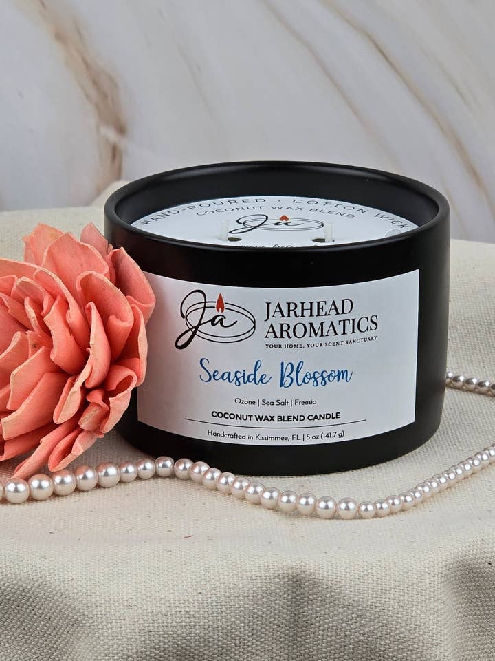 Seaside Blossom - Coconut Wax Blend Candle - She Shed for wholesale by Jarhead Aromatics LLC