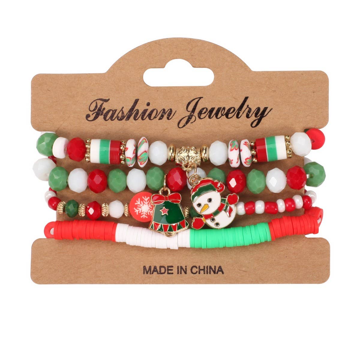 NINEXIS - Wholesale Beaded Bracelet - CWMM10448_CHRISTMAS CHARM BEADED BRACELET SNOWMAN TREE GIFT5