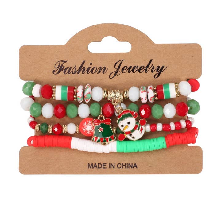 NINEXIS - Wholesale Beaded Bracelet - CWMM10448_CHRISTMAS CHARM BEADED BRACELET SNOWMAN TREE GIFT5