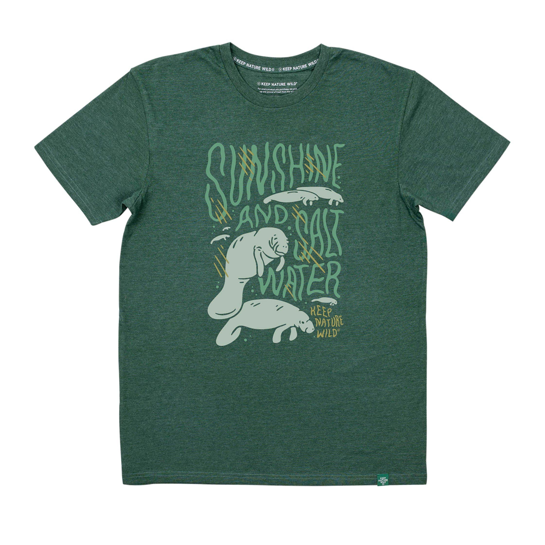Keep Nature Wild – Engroshandel T-shirt med print - Unisex – Manatees Motto Unisex T-shirt | Heather Forest0