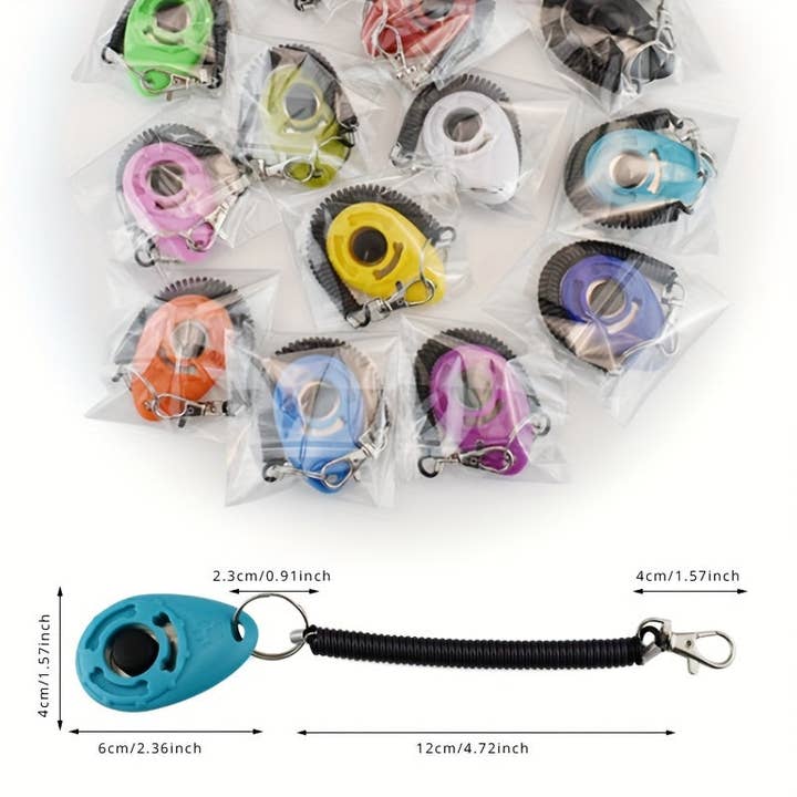 DIYSTORE - Wholesale Pet Toy - Dog - 2-Pack Dog Clicker Sound Training Device, Pet Agility Training Tool with Wristband, Clicker Whistle, Plastic, No Batteries Included, Black & Blue Options