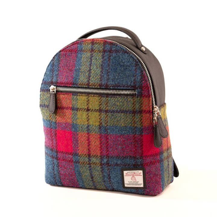 maccessori - Wholesale Backpack - Women's - Harris Tweed Backpack Blue Pink Check