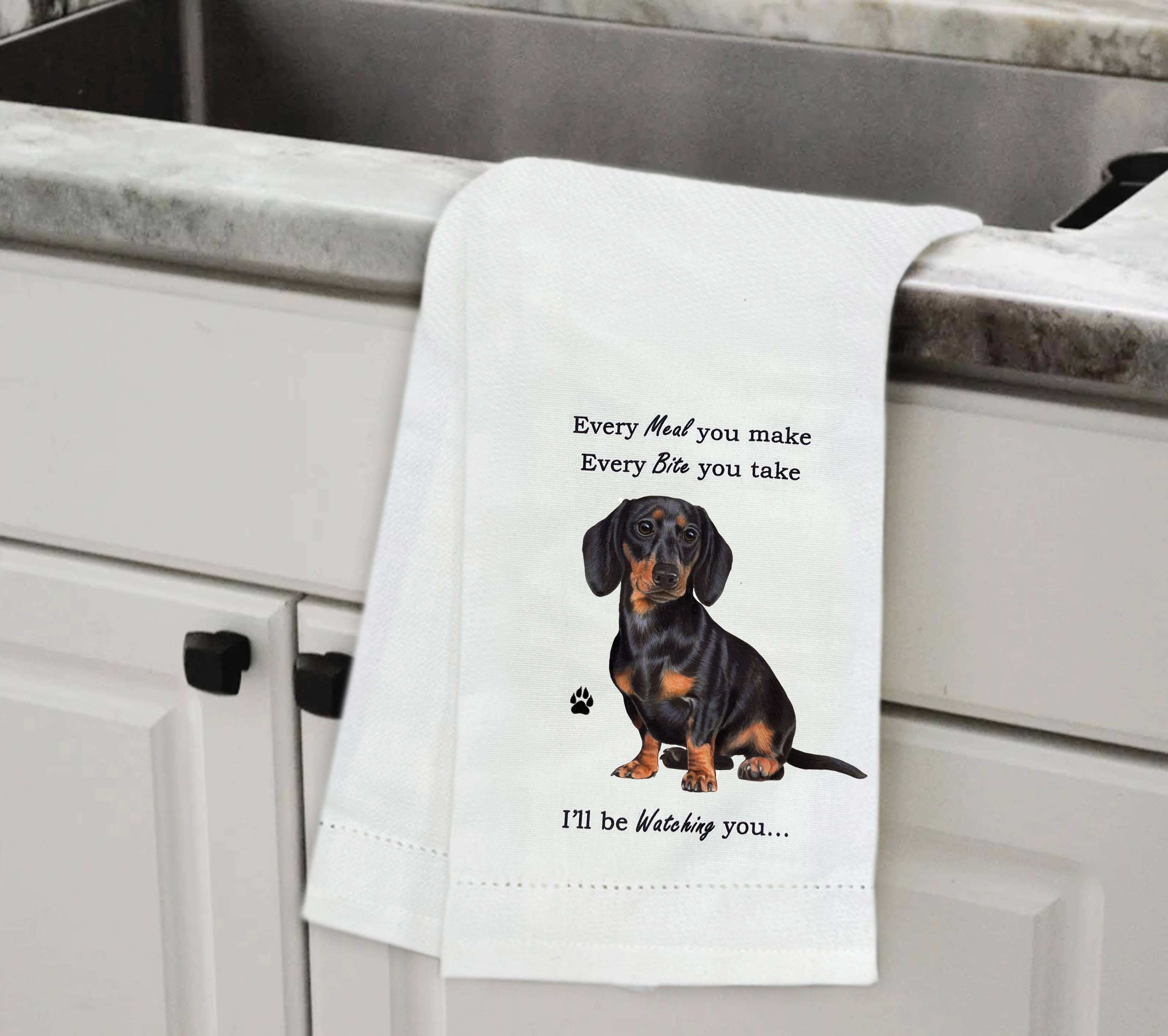 E&S Pets – wholesale Tea towel – Black Dachshund Kitchen Towel2