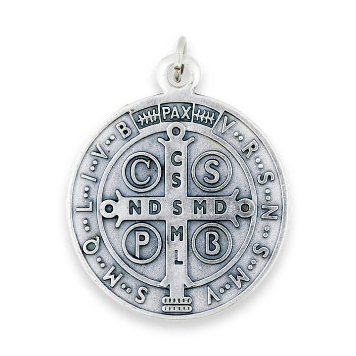 Village Gift Importers - Wholesale Pendant/charm necklace - Silver-Tone St. Benedict Medal