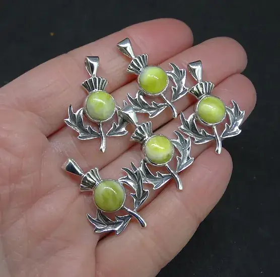 Two Skies Scotland – wholesale Pendant/charm necklace – Scottish Highland Marble Sterling Silver Thistle Pendant4