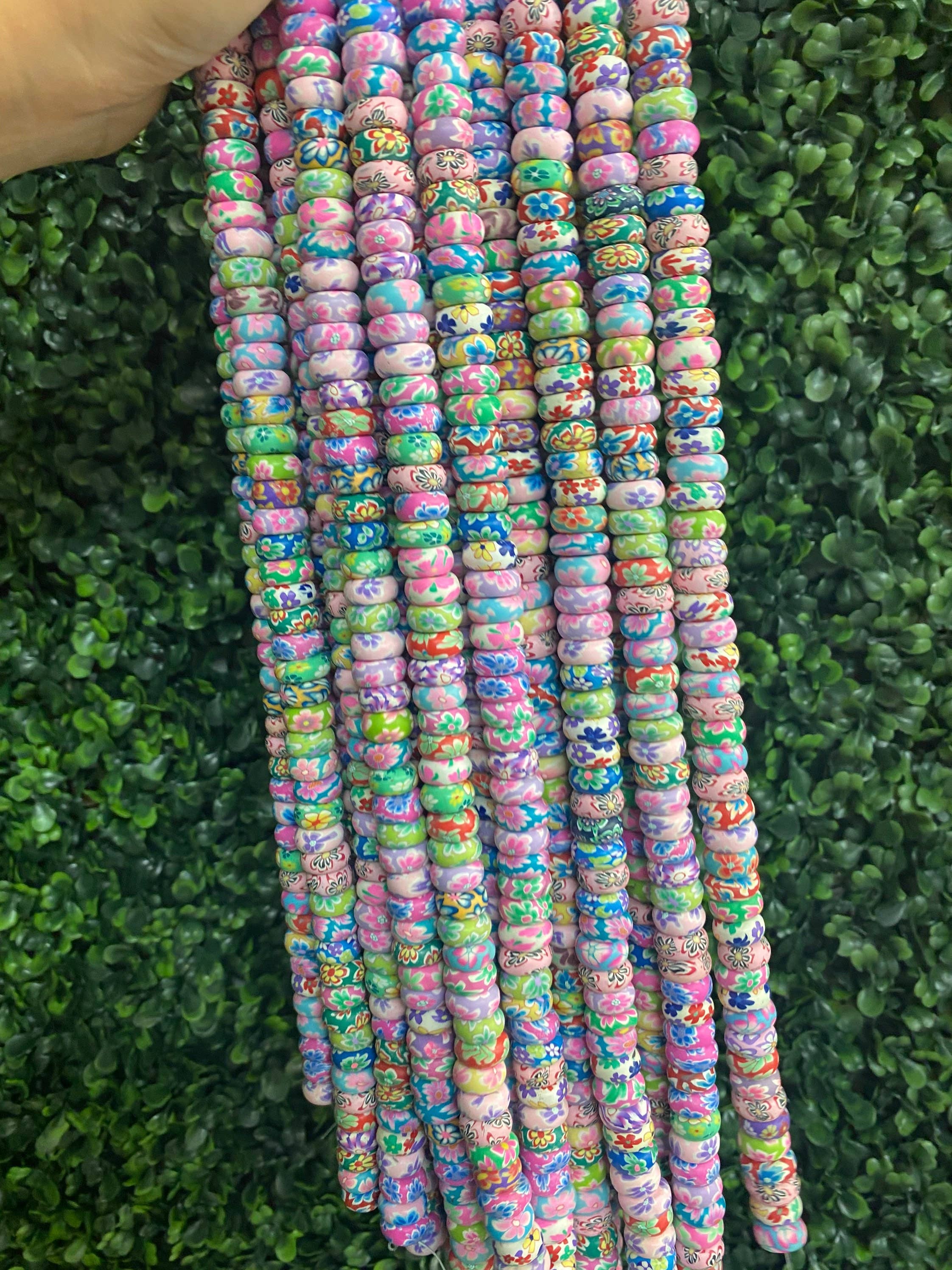 The Bead Bazaar - Wholesale Beads - Bright Flower Beads, 90's Boho Accent Rondelle Flower Beads, Colorful Strand of Flower Beads, Kids DIY Jewelry For Bracelet, Flower Accent Beads4