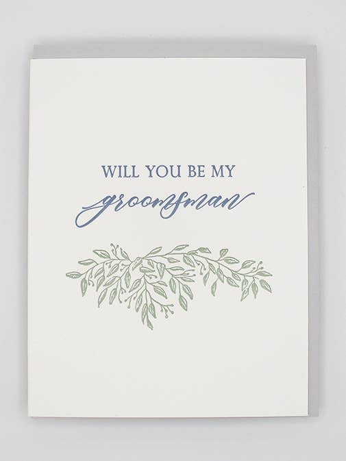 Letterpress Grußkarte „Be My Groomsman“ für den Großhandel von Rust Belt Love Paperie