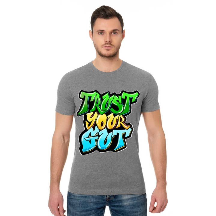TRUST YOUR GUT SHORT SLEEVE TEE for wholesale by Art by Forgrand