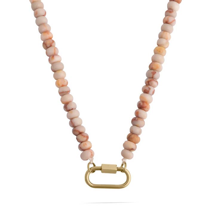 Collier Mousqueton en Acier Inoxydable avec Grosse Perle en Verre pour la vente par Sunflower Soul Boutique