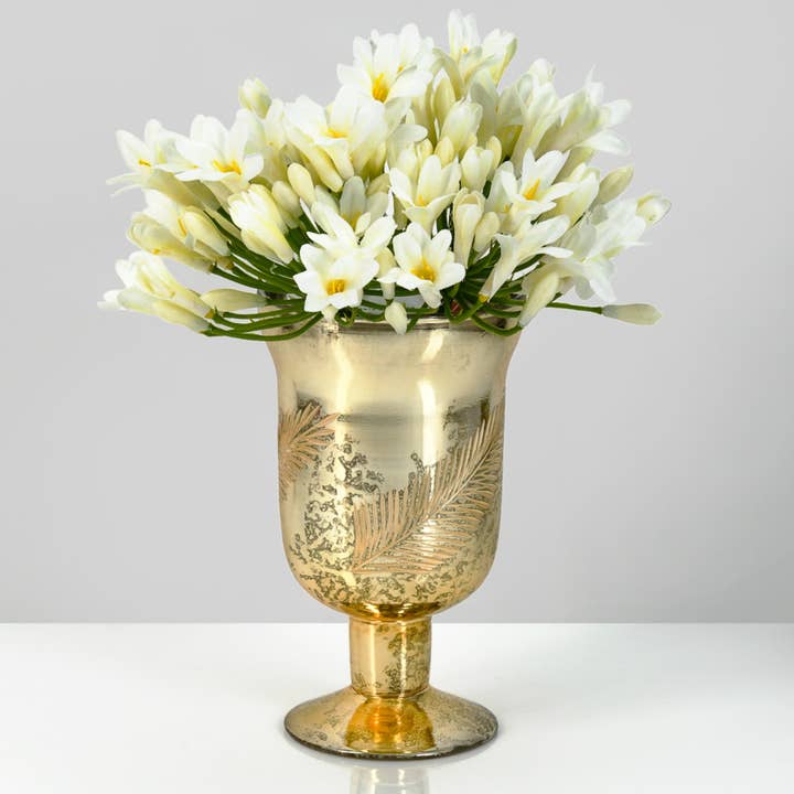 Jamali Garden - Wholesale Vase - 6in Gold Etched Goblet Vase1