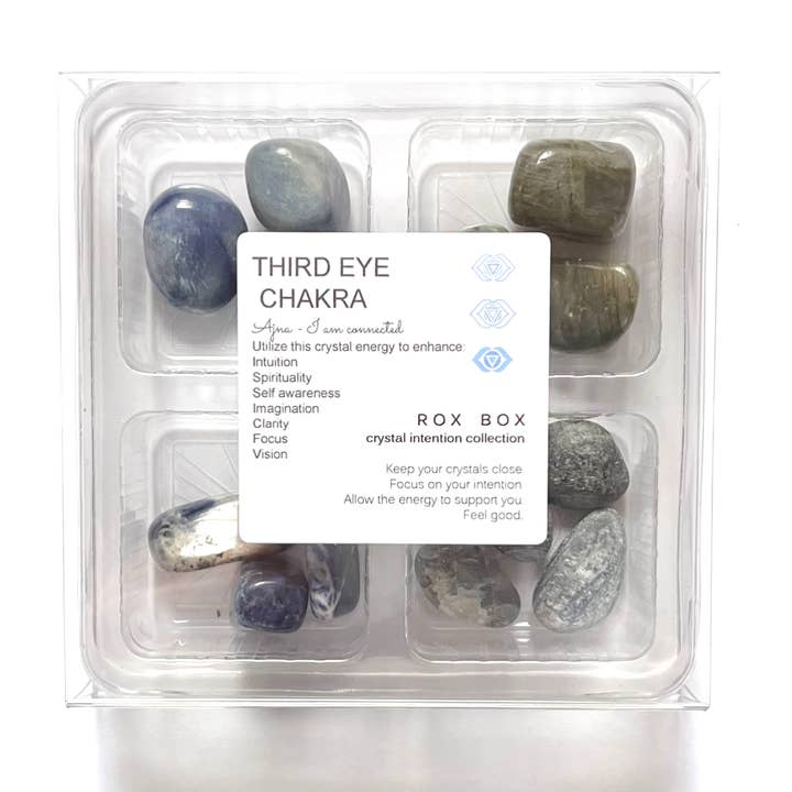 TREDJE ØJE CHAKRA Rox Box - Krystaller og sten gave sæt for engroshandel hos Crystal Grids