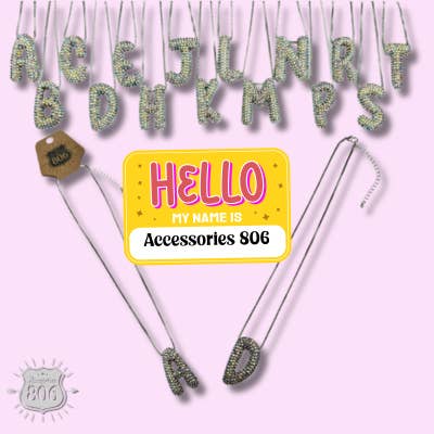 Rhinestone letter pendant on silver necklace for wholesale on Faire18