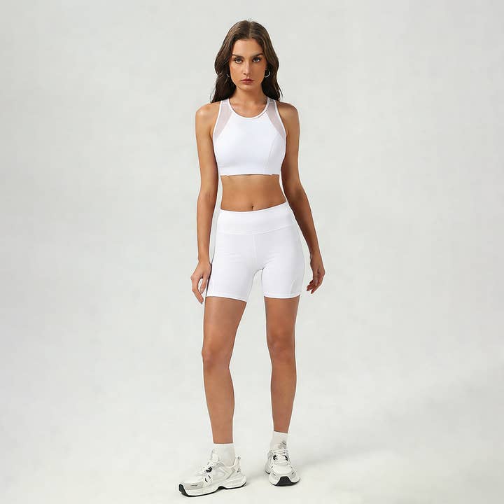 Women's Mesh-Paneled Set:Bra And Shorts for wholesale by Sodalemon