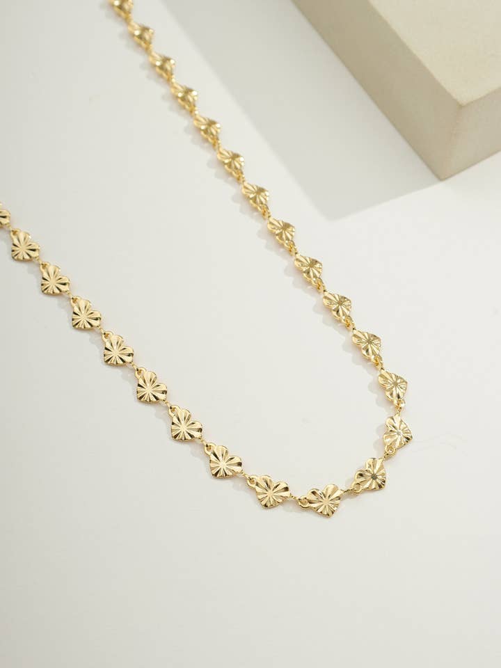 Hypoallergenic Detailed Heart Thick Gold Layer for wholesale by Bossaglam Jewelry