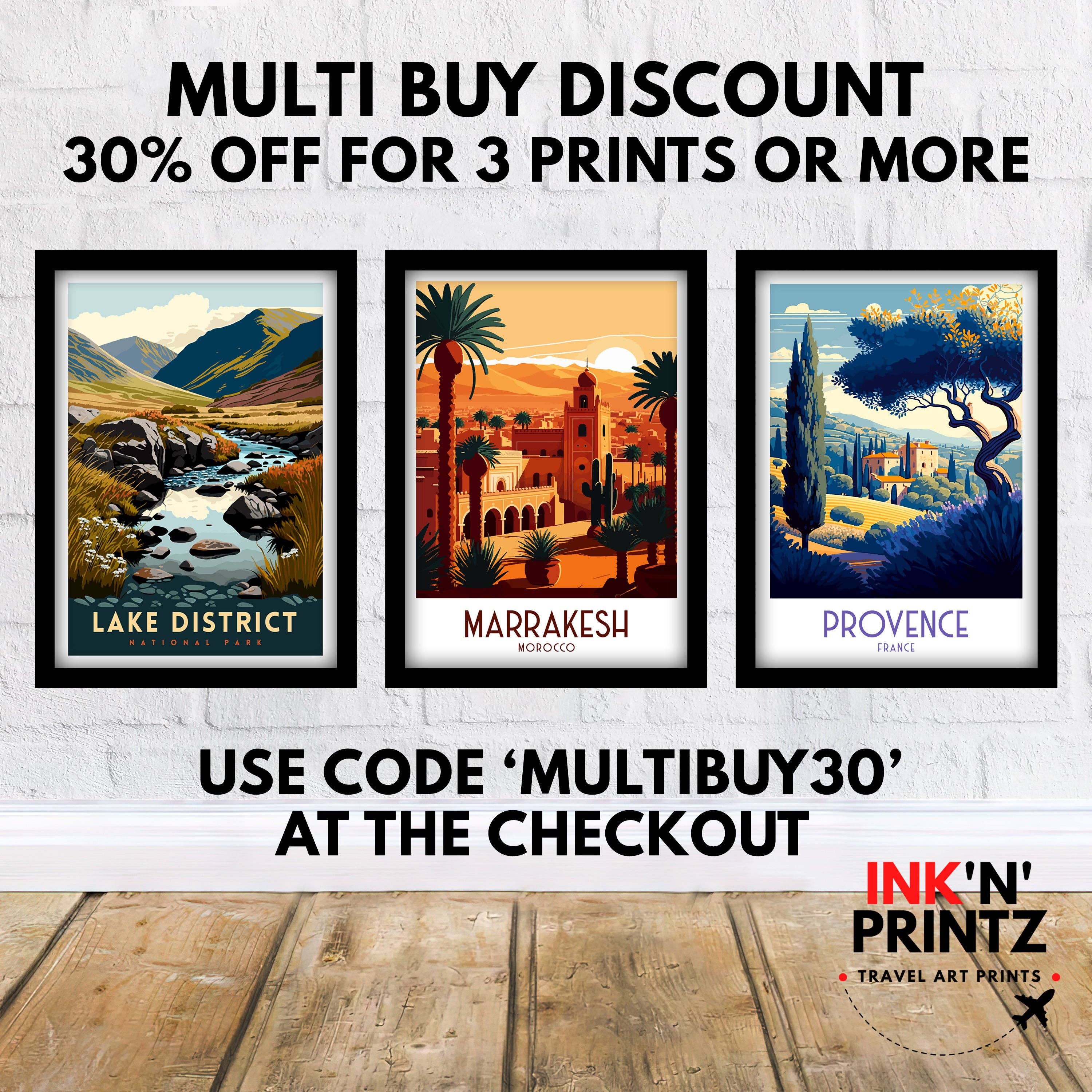 InkNPrintz – wholesale Art print – Aira Force Waterfall Lake District Travel Poster Lake District9