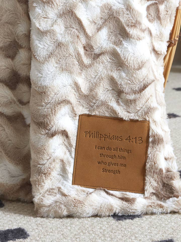 "I Can Do All Things" 1-Ply Faux Fur Patch Throw 50"x60" and other Purchase Wholesale i do. Free Returns & Net 60 Terms on Faire trending on Faire.