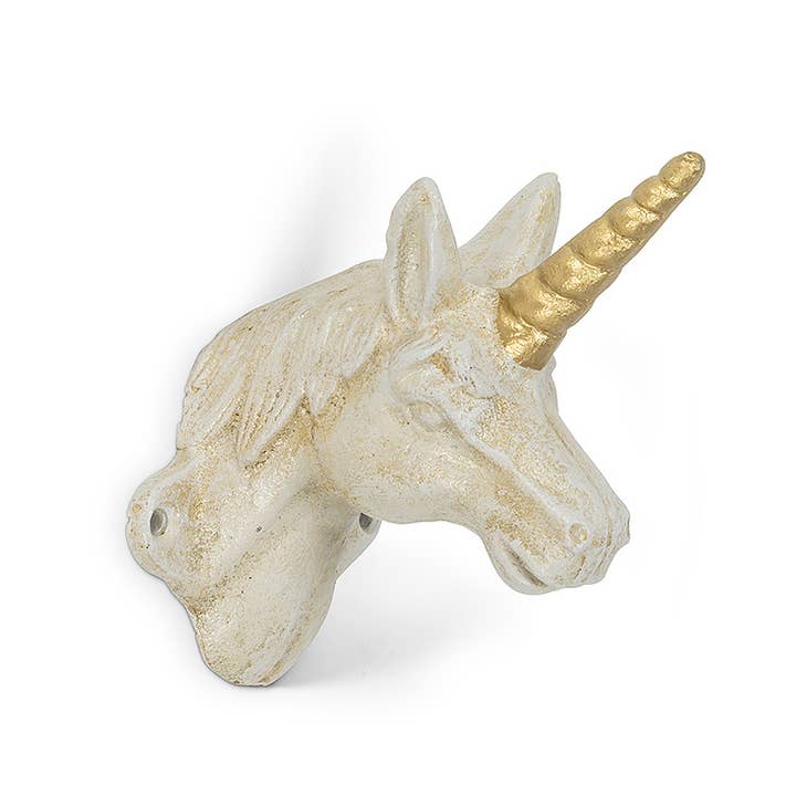 Abbott - Wholesale Wall Hook - Kids & Baby - Unicorn Hook-Antq Wht-4.5"H