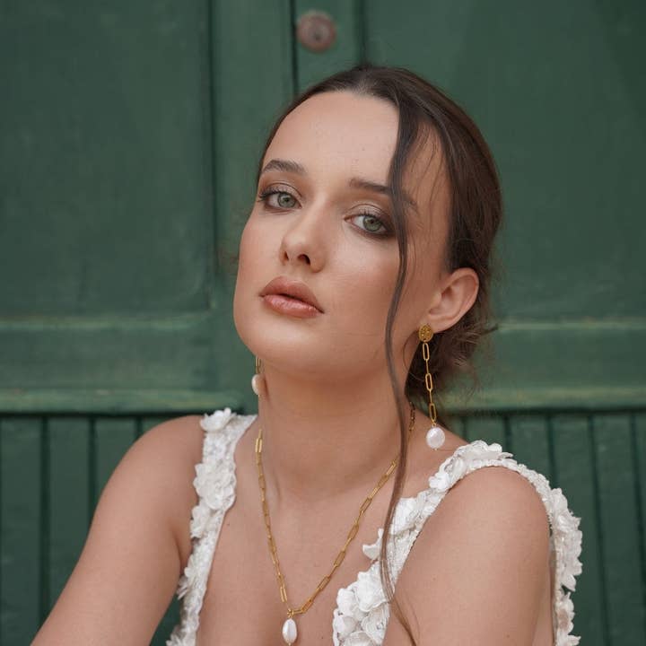 Isabel Pearl - Collier à Chaîne couleur or et Perle Keshi pour la vente par DUESTELLE ITALIA