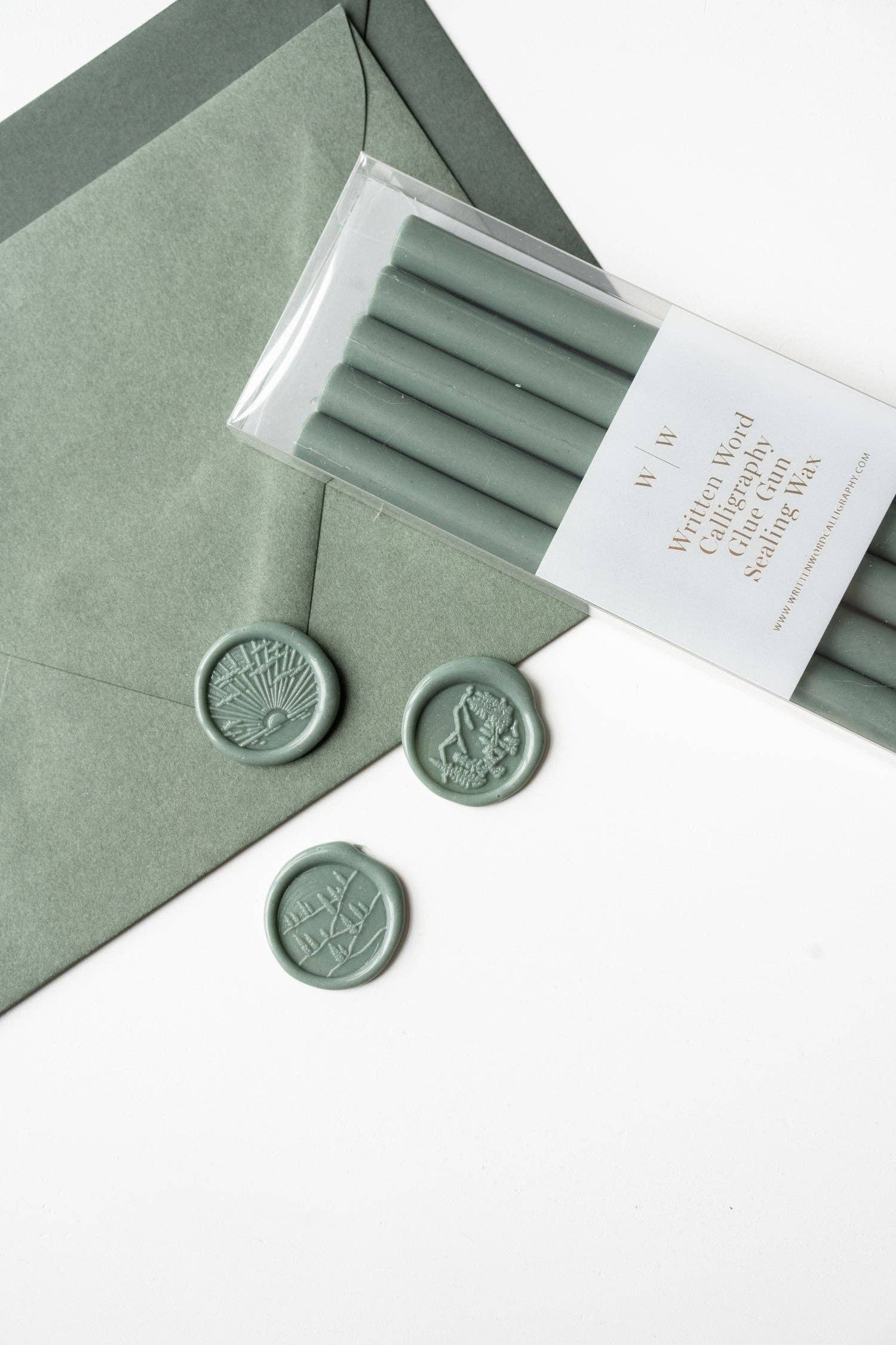 Written Word Calligraphy - Wholesale Sealing Wax - Forest Green Glue Gun Sealing Wax (Box of 5 Sticks)3