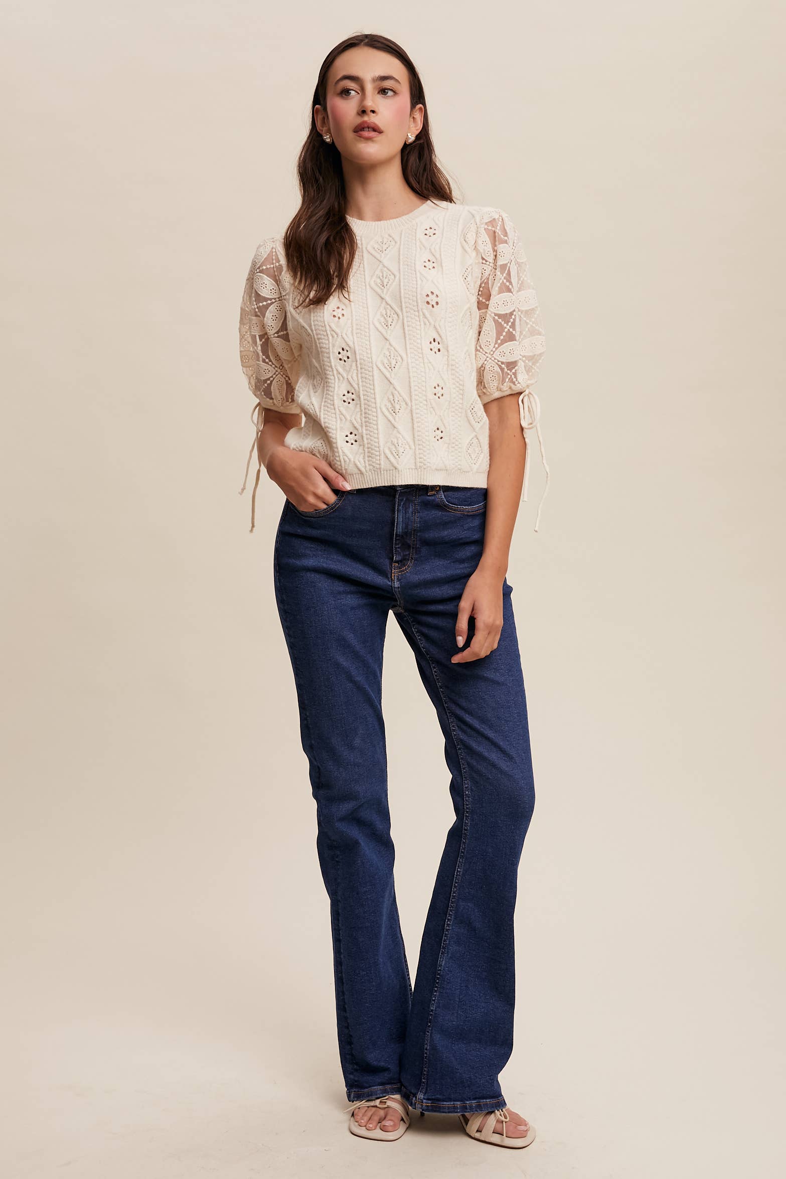 Listicle – Pulôver - Mulher por atacado – Top de Malha com Mangas Bufantes e Ilhós19