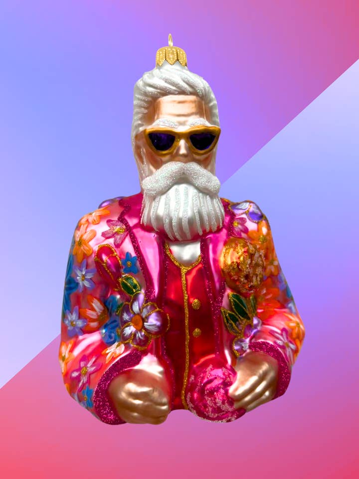 Enfeite de Natal Cool Santa (P) Holiday Polish Glass por atacado de Kenzies of London