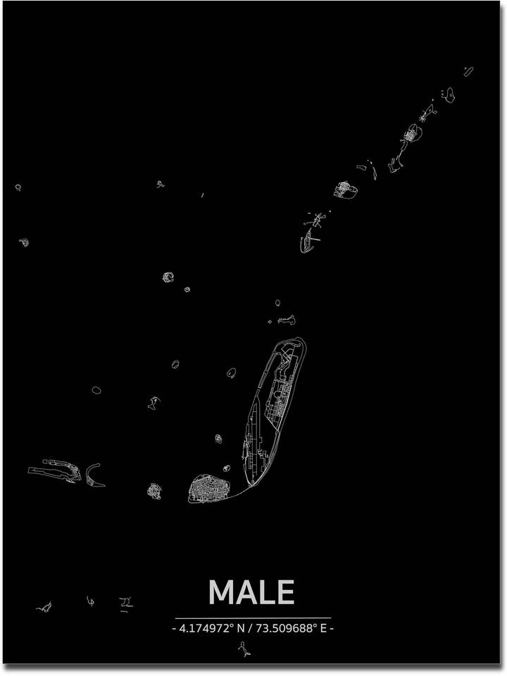 Citymap Male | Décoration murale en aluminium pour la vente par Brandthout.