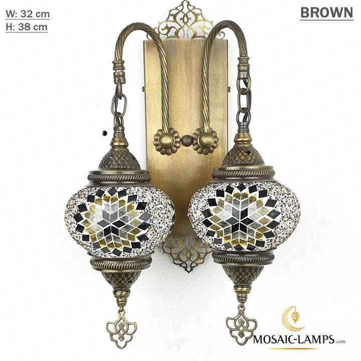 Mosaic Lamps - Vente Appliques - Lampe murale turque bohémienne antique à 2 têtes8