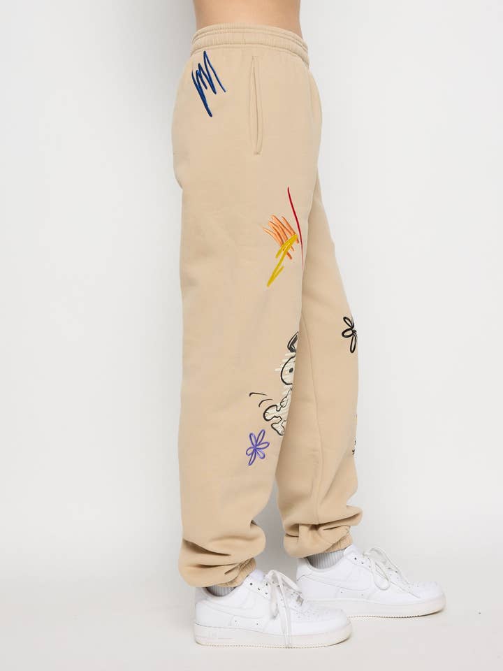 SAMII RYAN - Wholesale Lounge Sweatpants/Joggers - Women's - Peanuts Create Sweatpants, Tan
