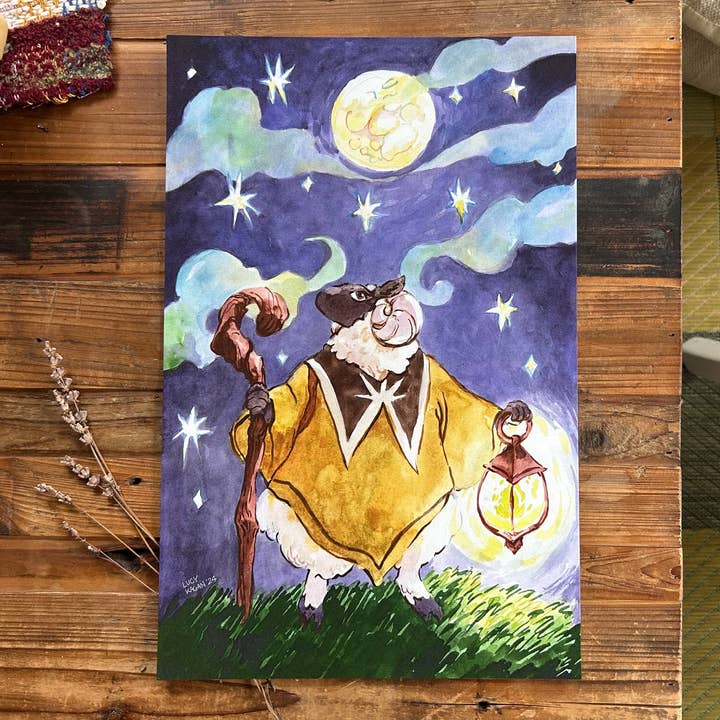 Zwerver Onder de Volle Maan 11 x 17” Kunstdruk voor wholesale door Cottonbook