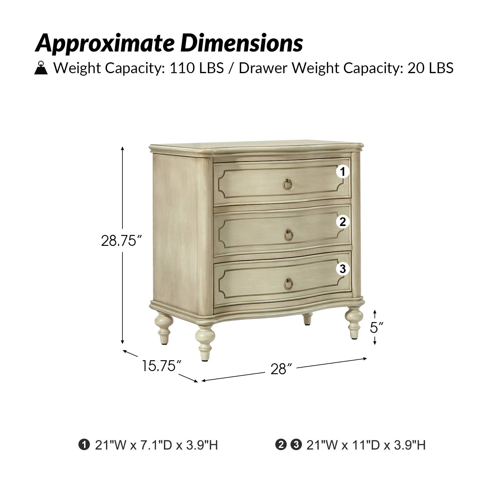 Karat Home - Wholesale Bedroom Furniture - Alois 3-Drawer Nightstand7