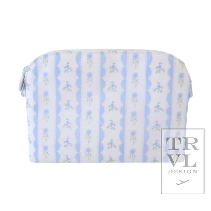 Goodie Cosmetic Bag - Ribbon Floral Blue for wholesale by TRVL Design