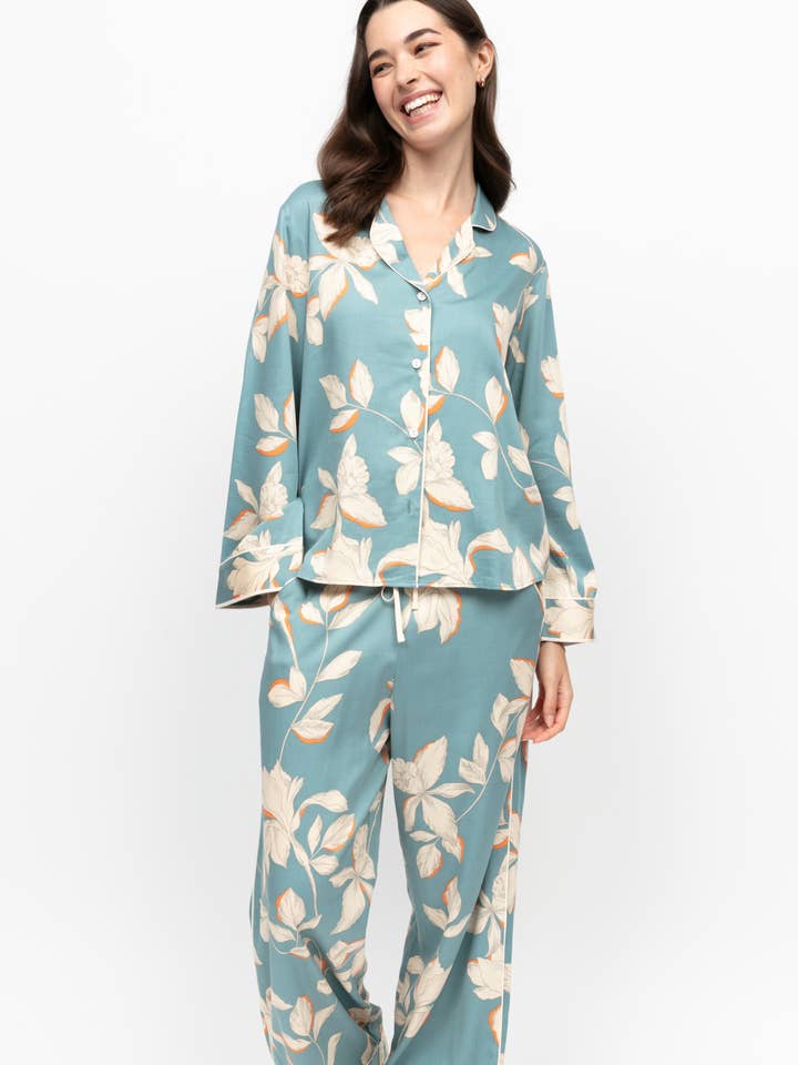Ensemble de pyjama à manches longues et jambes larges à imprimé floral Somerset pour la vente par Cyberjammies
