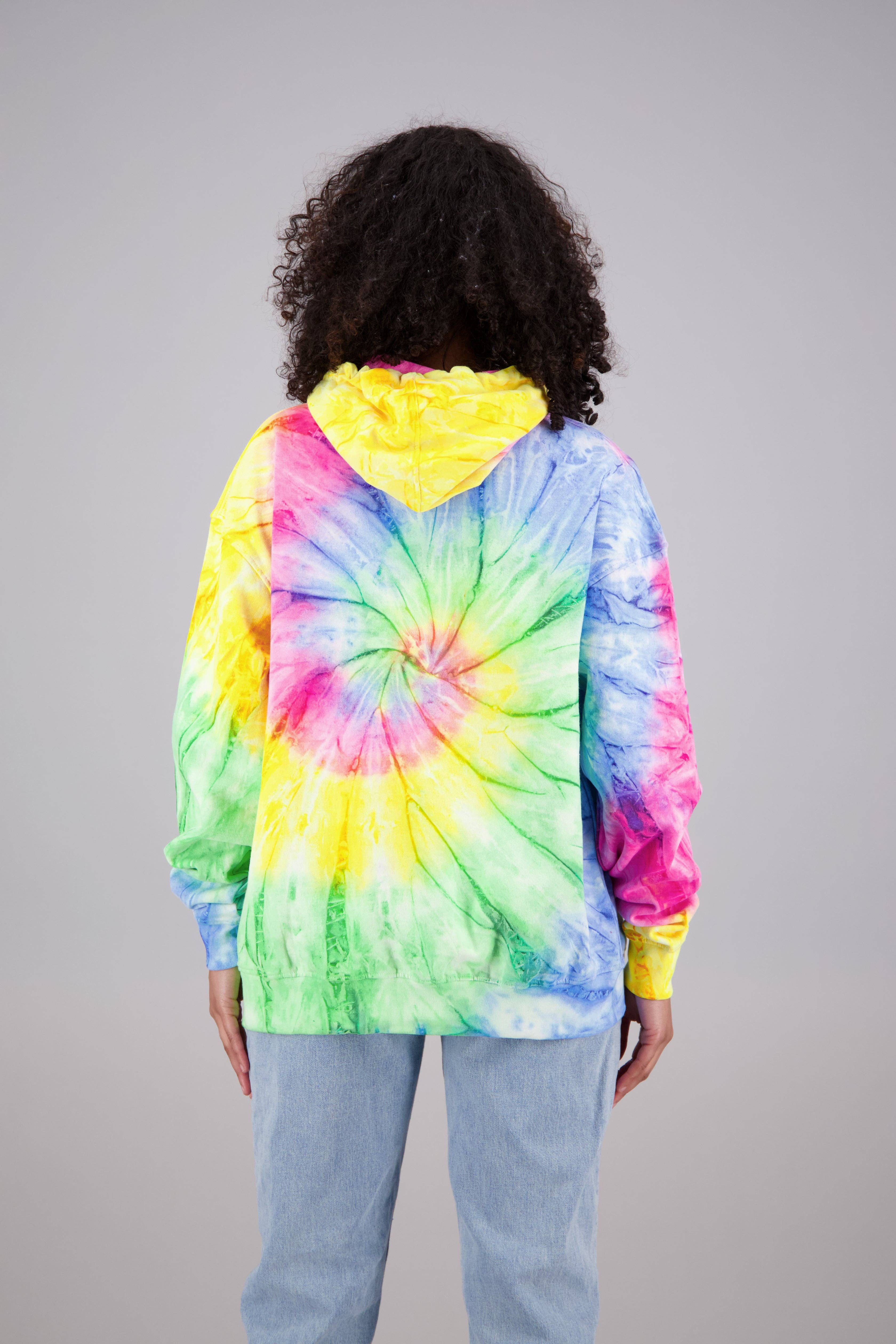 Tri Color Neon Adult's Tie-Dye Pullover Hoodie (2-XL) Cotton/Polyester Blend 9660 for wholesale on Faire5