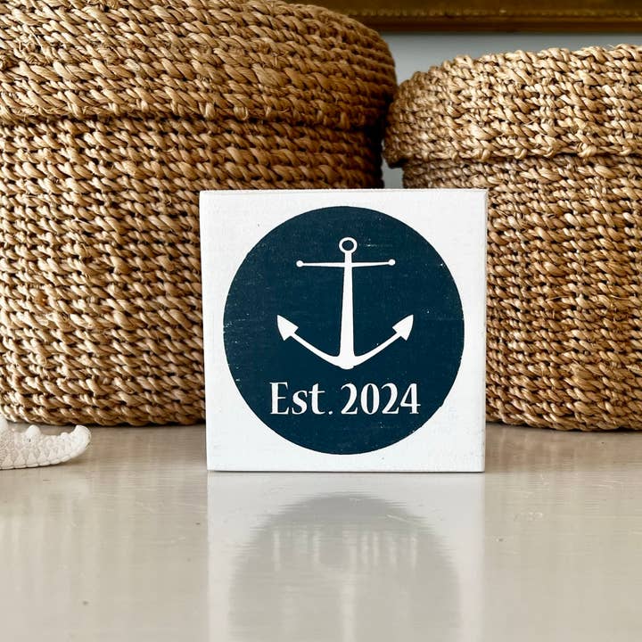 Anchor Established Date Wood Beach Sign for wholesale by Carlson's Custom Signs