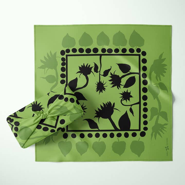 Furoshiki Riutilizzabile Giapponese Tessuto per Confezioni Regalo Girasole Nero per la vendita all'ingrosso da parte di Keiko Furoshiki