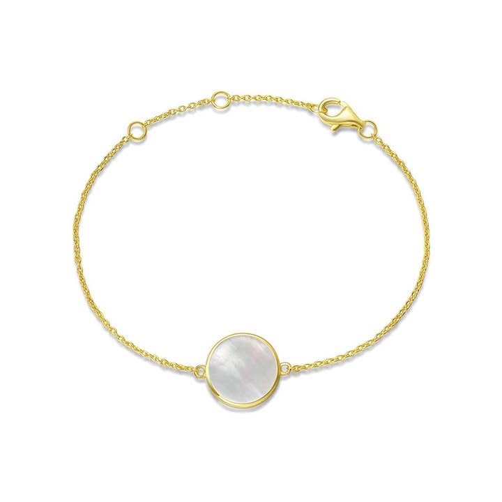 FANCIME Genuine Mother of Pearl 14K Solid Yellow Gold Bracelet for wholesale by Fanci Me Jewelry
