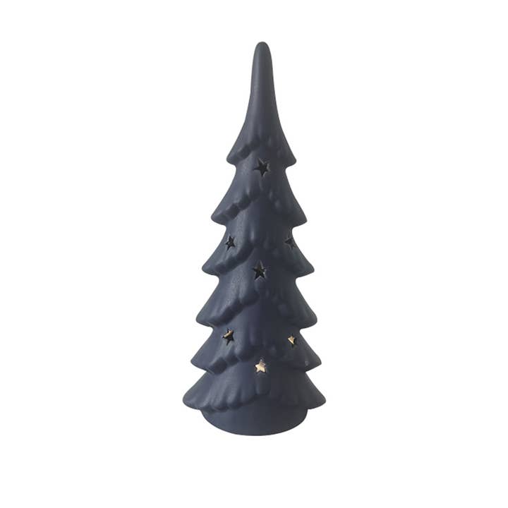Drew Derose Design - Wholesale Christmas Decoration - Ceramic Navy LED Christmas Tree with Snow – 11.8"1