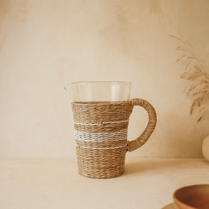 Be Home - Wholesale Pitcher - Seagrass White Stripe Pitcher0