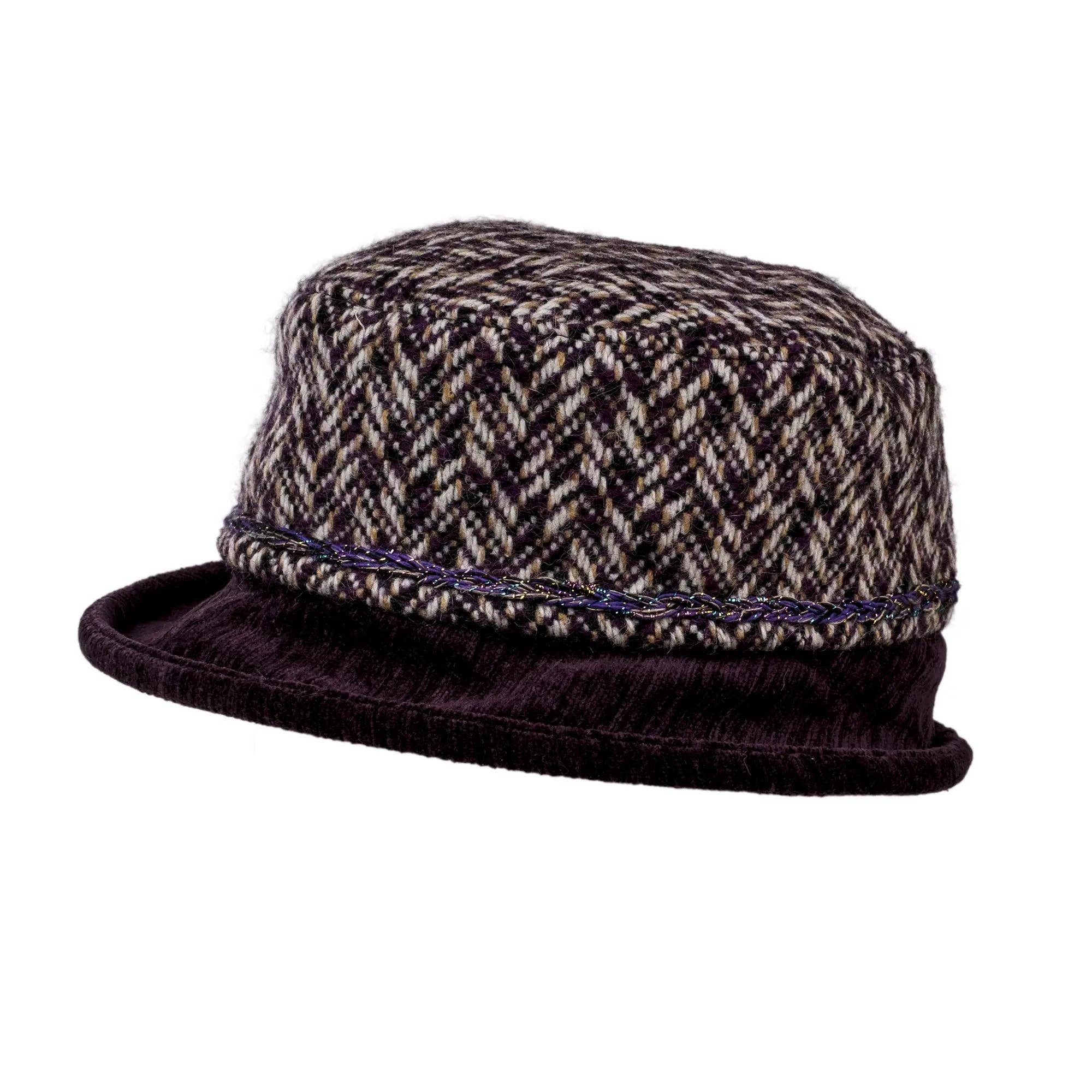 Proppa Toppa Hats - Wholesale Fedora - Women's - Herringbone Purple Wool Vintage Small Boned Brim Limited Edition1