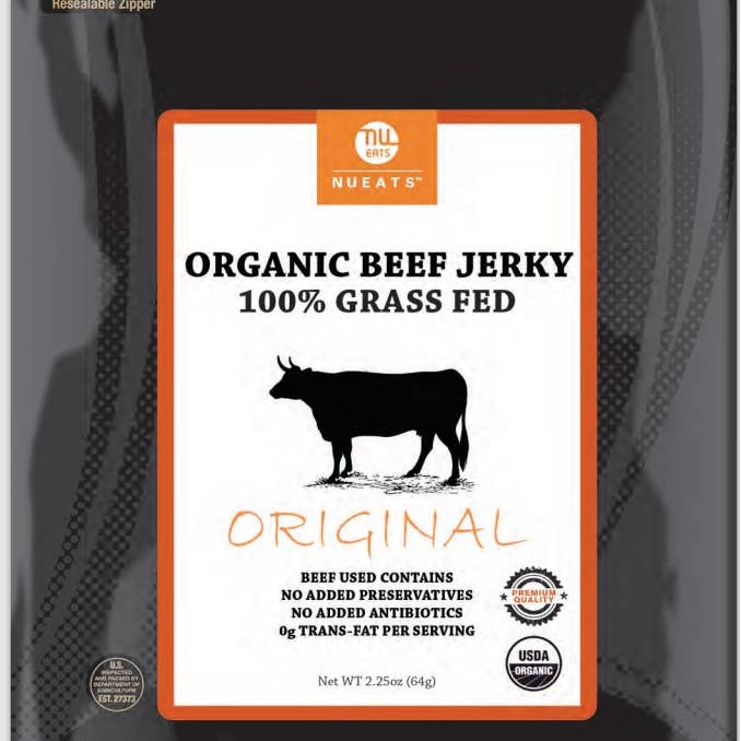 NuEats - Wholesale Jerky - Nueats, Organic 100% Grass fed Beef Jerky, Original, 2.25oz