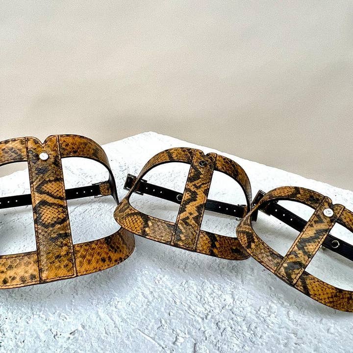Shaya Pets - Vendita all'ingrosso Pettorina - Cani - Pettorina per cani in pelle gialla e nera goffrata Noah
