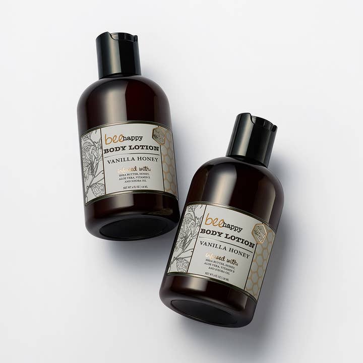 Bee Happy body lotion "Vanilla Honey" 4 oz for wholesale by Bee Happy