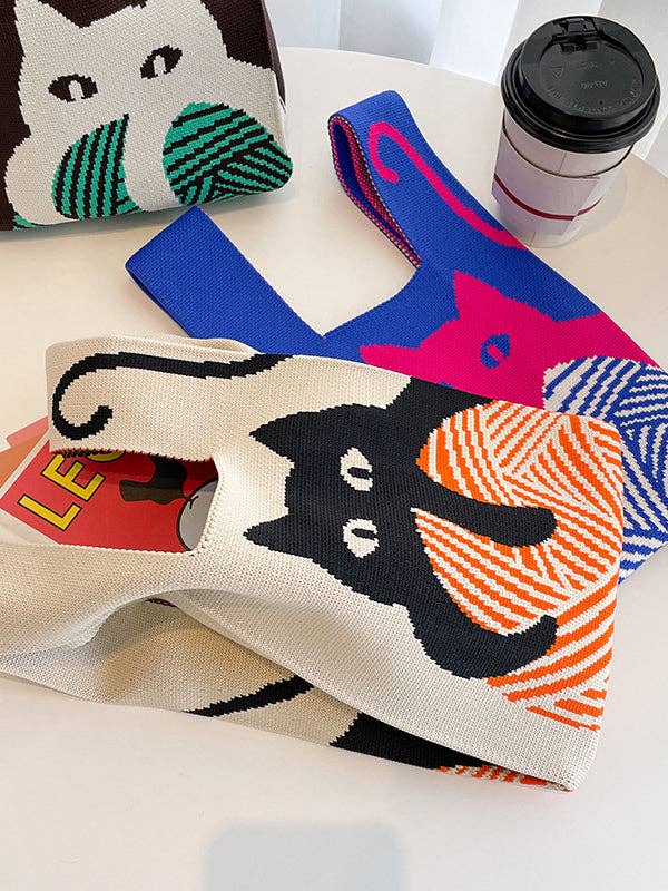 FurDecoration - Wholesale Tote Bag - Women's - Contrast Color Streamer Woven Bags Handbag6