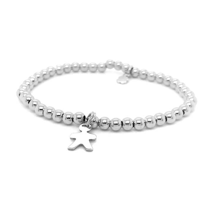 Elastisches Armband mit silbernem Anhänger Boy für den Großhandel von Woo's pure feelings