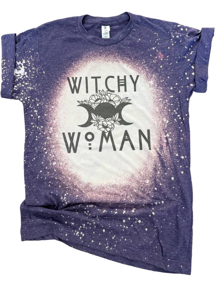 Witchy Woman Bleached Tee for wholesale by Pick Your Poison Tees LLC (Formerly Wandering Owl Designs)