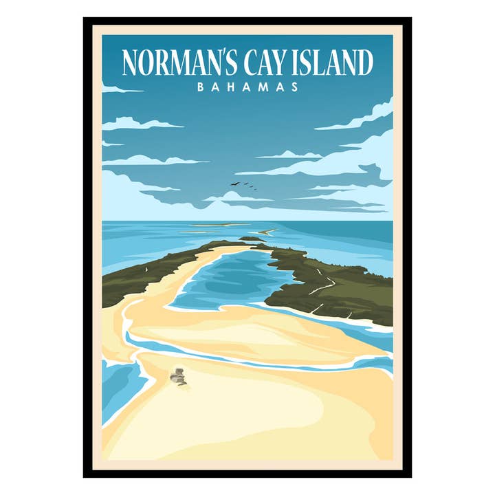 Poster de l'île de Norman's Cay aux Bahamas pour la vente par Places of Art