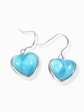 Larimar Heart Earrings Oasis for wholesale by Larimar Magic