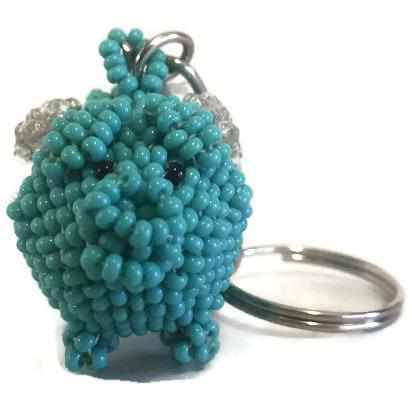 Lumily - Vente Porte-clés – femme - Porte-clés fait main en perles de rocaille "Cochon Volant" - Guatemala5