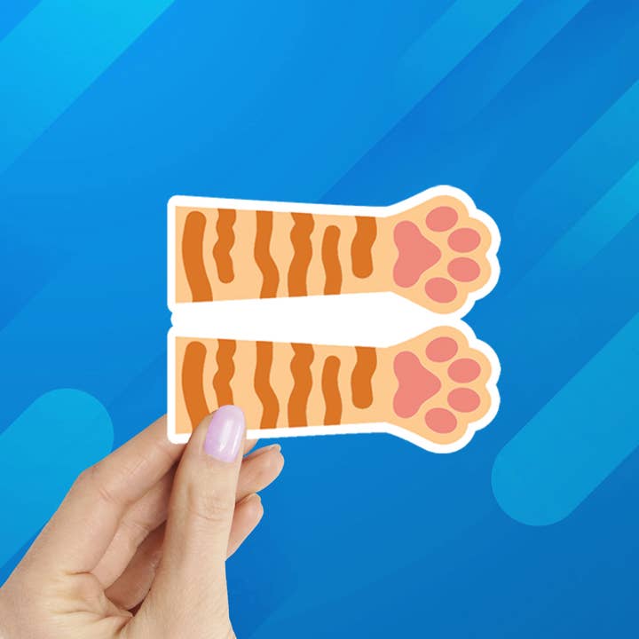 Coastal Creators of Connecticut - Wholesale Sticker - Orange Striped Cat Paws "Toe Beans" Laptop Sticker3