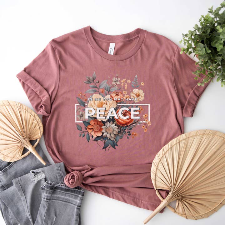 In Me You May Have Peace | Short Sleeve Crew Neck for wholesale by Uplifting Threads Co Wholesale